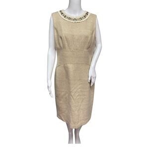 Maggy London Womens Size 12 Tweed Jewel Neckline Knee Length Sheath Dress